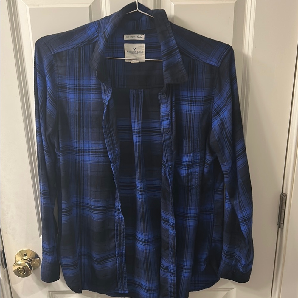 American Eagle Outfitters Navy Plaid Shirt